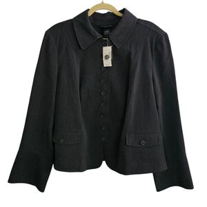 NWT Lane Bryant Charcoal Gray Button-Up Blazer Size 20W Career Business Office ~
